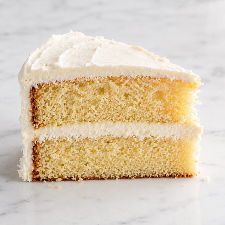Vanilla cake slice simple clean presentation