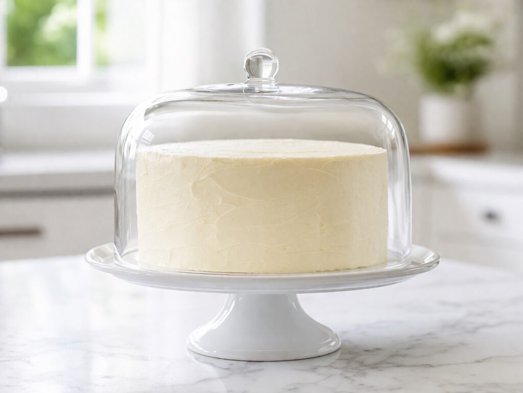 How to Store Vanilla Cake Vanilla cake stored under glass dome