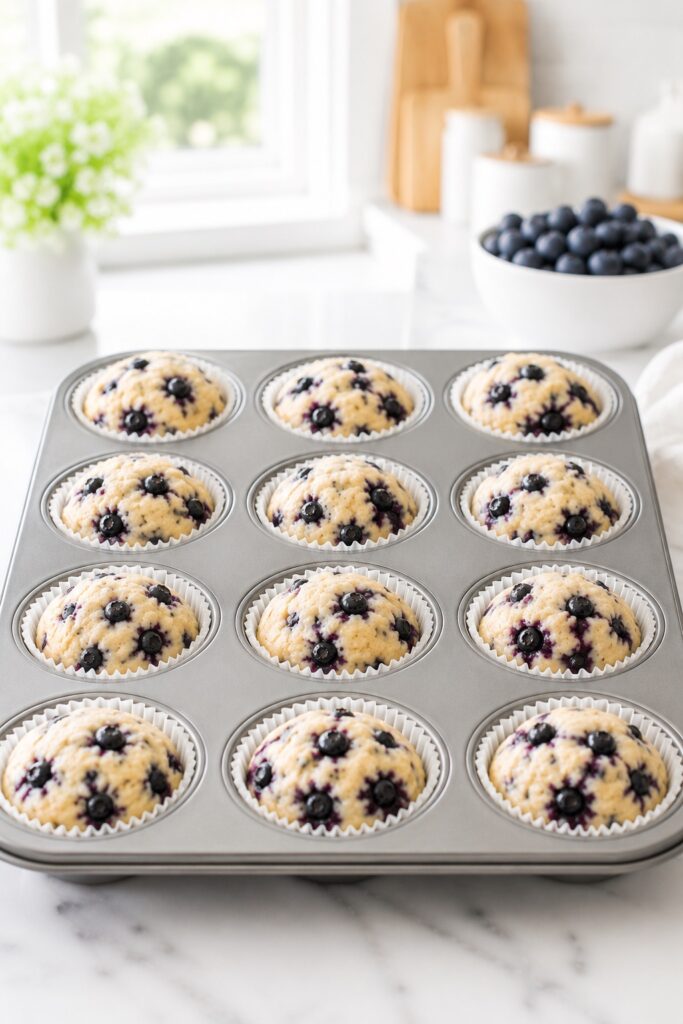 Blueberry Muffins Recipe Bakery Style Before Baking