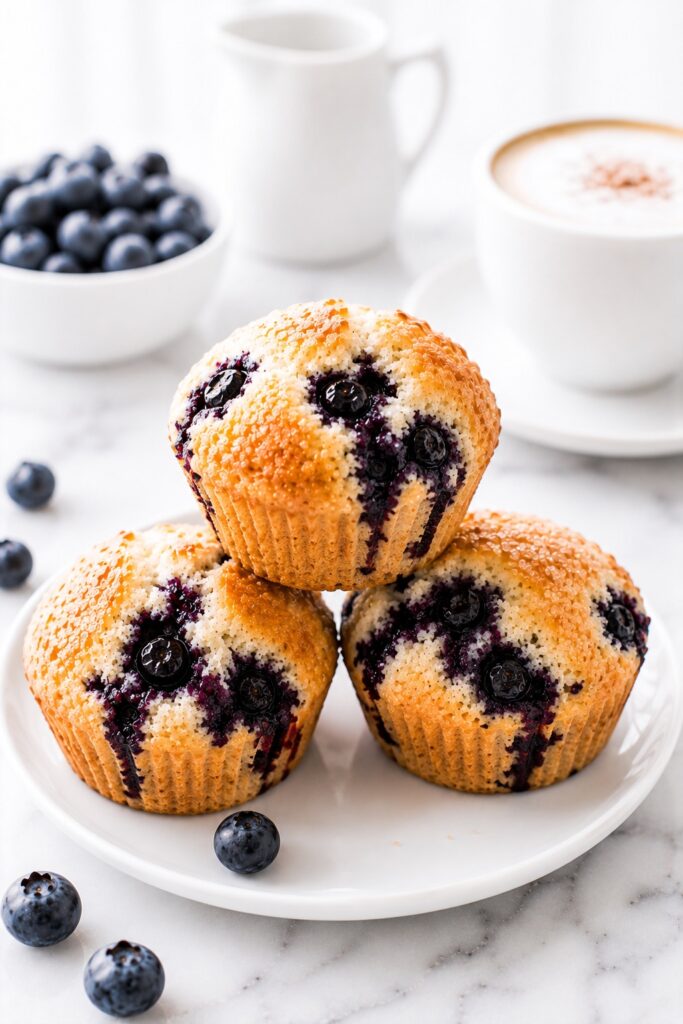 Blueberry Muffins Recipe Bakery Style Serving