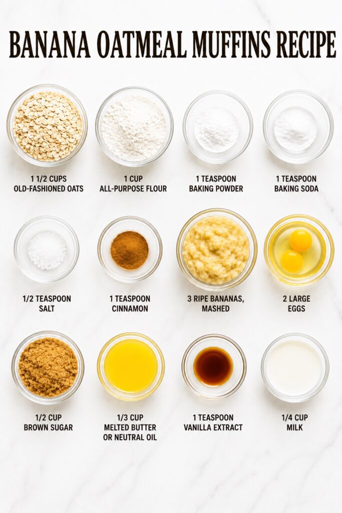 Banana Oatmeal Muffins Ingredients