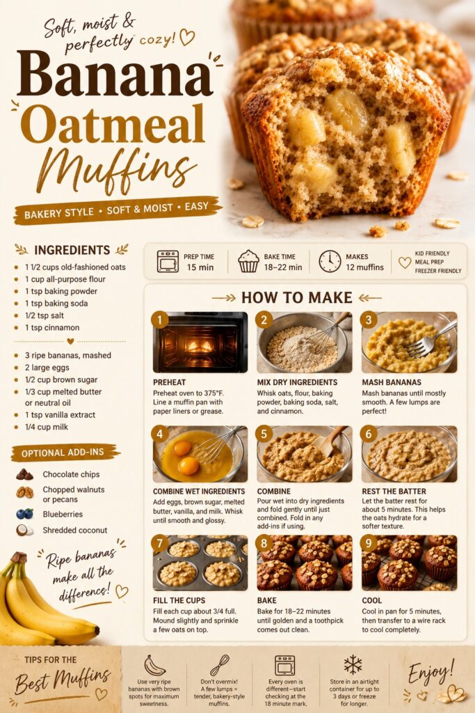 Banana Oatmeal Muffins Recipe