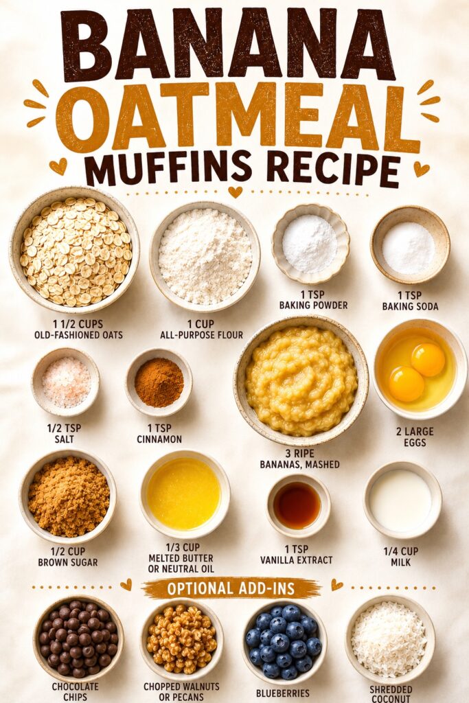 Banana Oatmeal Muffins Recipe Ingredients
