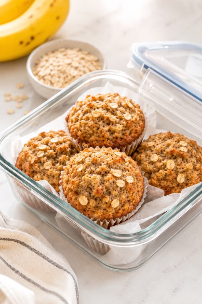 Banana Oatmeal Muffins Storage