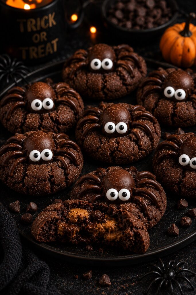 Chocolate Peanut Butter Spider Cookies