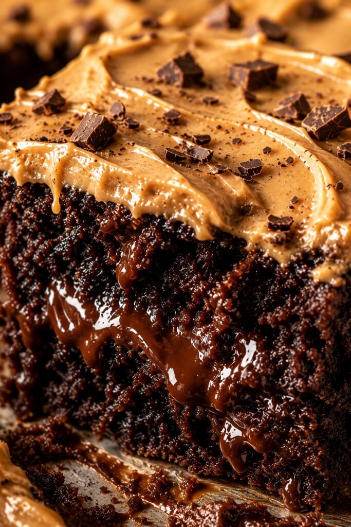 Chocolate Peanut Butter Texas Sheet Cake Texture Close-up