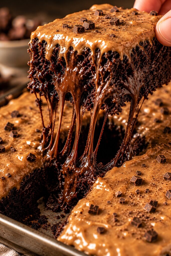 Chocolate Peanut Butter Texas Sheet Cake Stretch