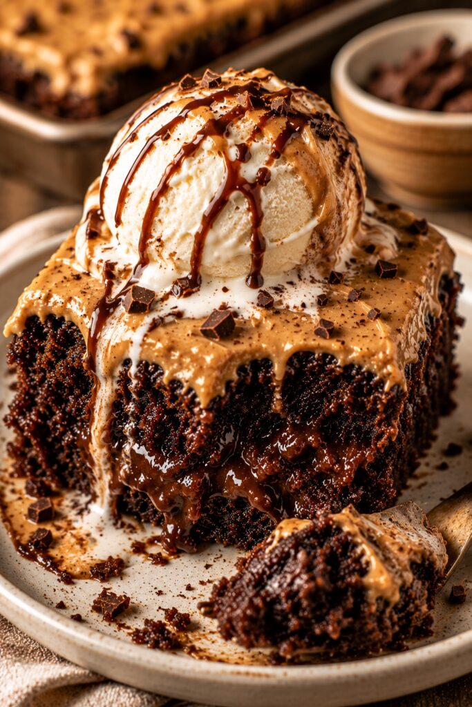 Chocolate Peanut Butter Texas Sheet Cake With Ice Cream