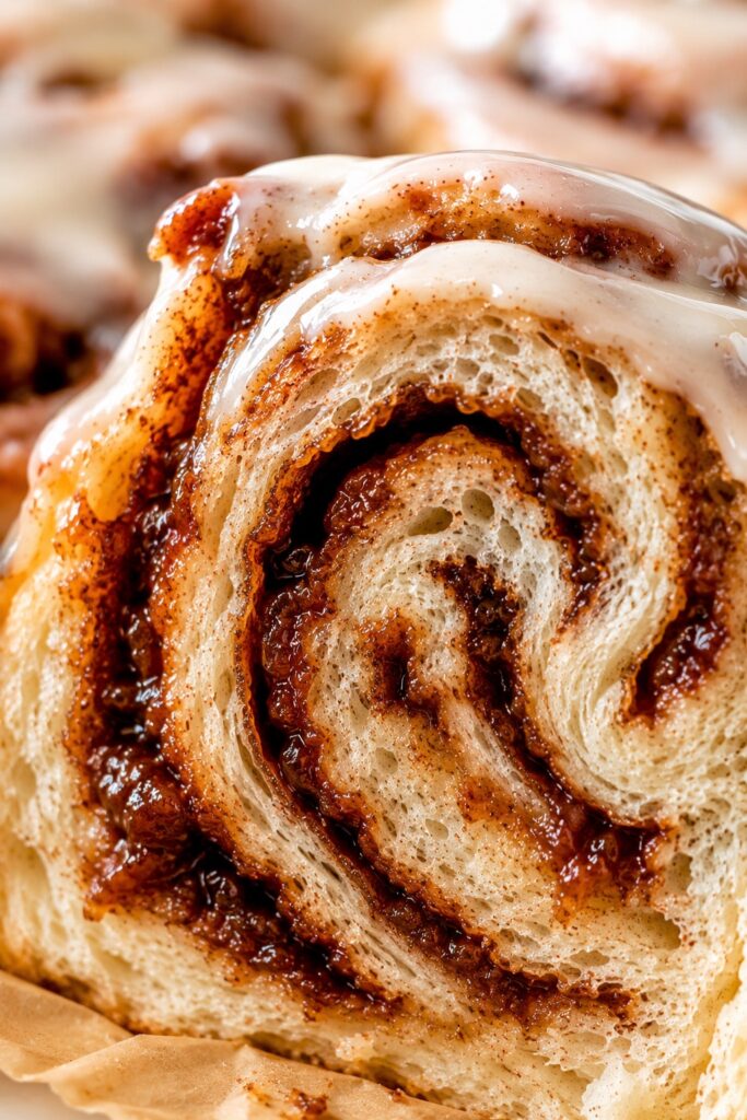 Sourdough Discard Cinnamon Rolls Texture Close-up