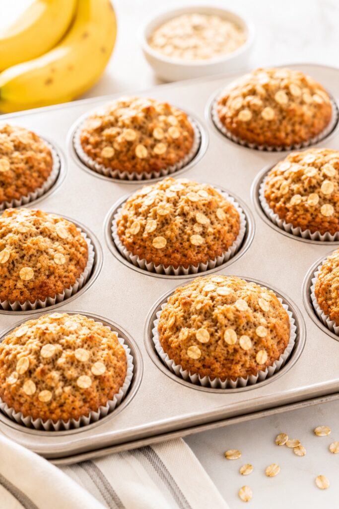 Banana Oatmeal Muffins Fresh Baked