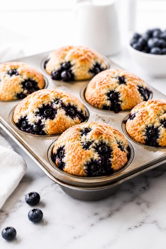 Fresh Baked Blueberry Muffins Bakery Style