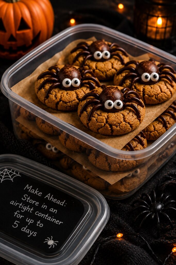 Peanut Butter Spider Cookies Storage