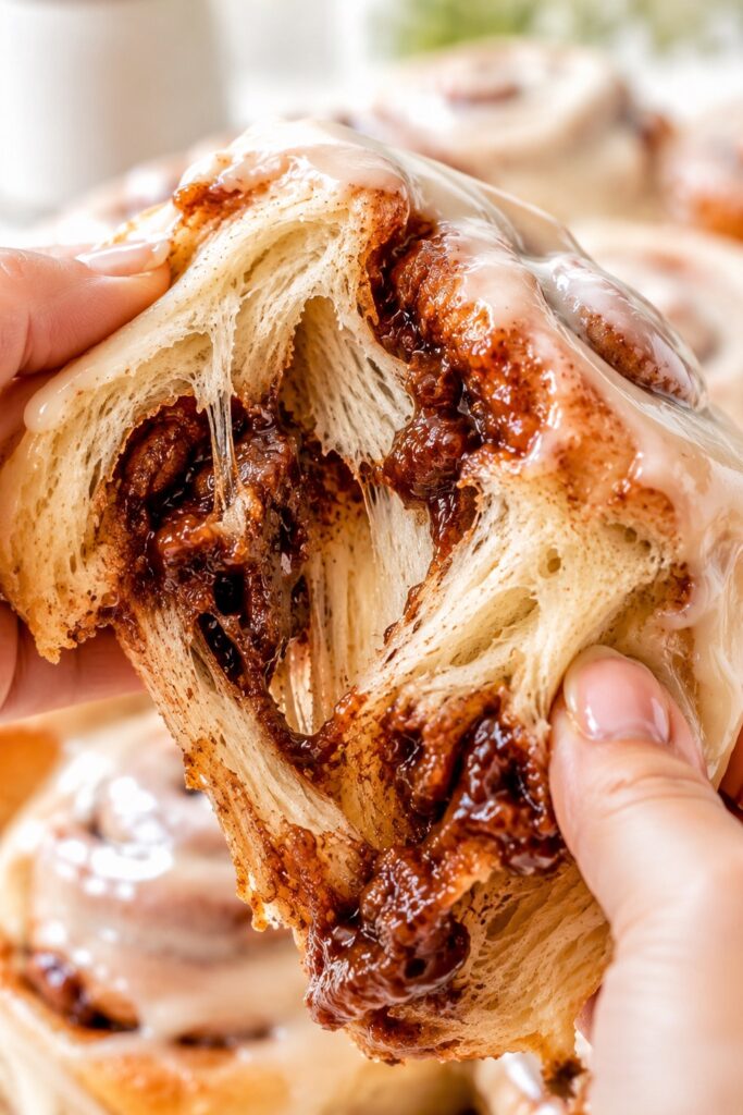 Sourdough Discard Cinnamon Roll Pulled Apart