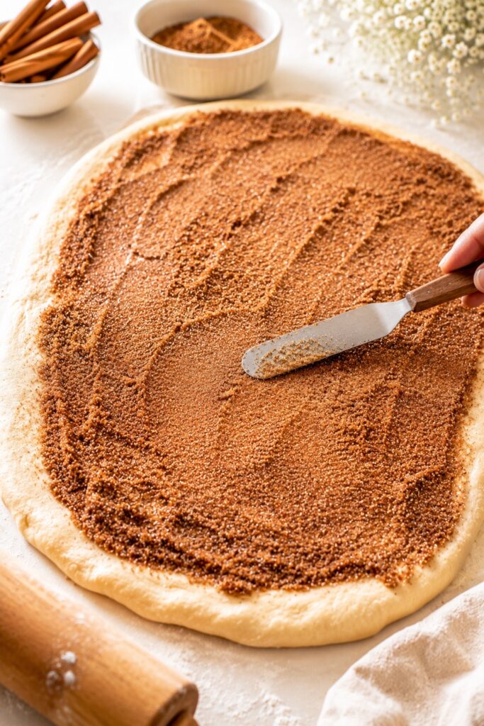 Sourdough Discard Cinnamon Rolls Spreading Filling