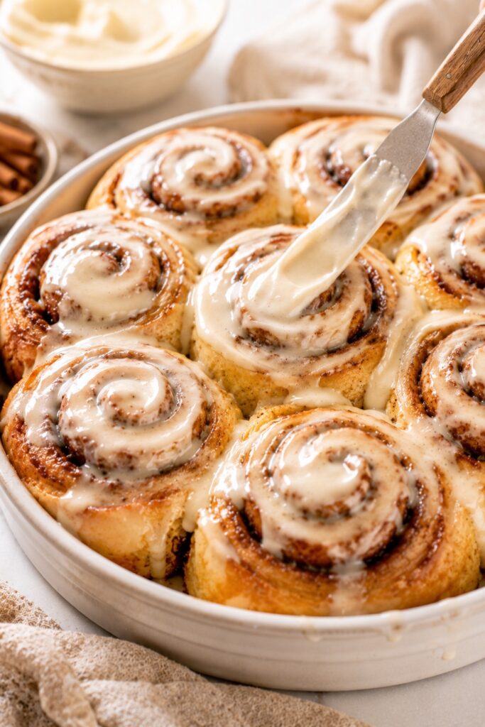 Sourdough Discard Cinnamon Rolls Frosting Step