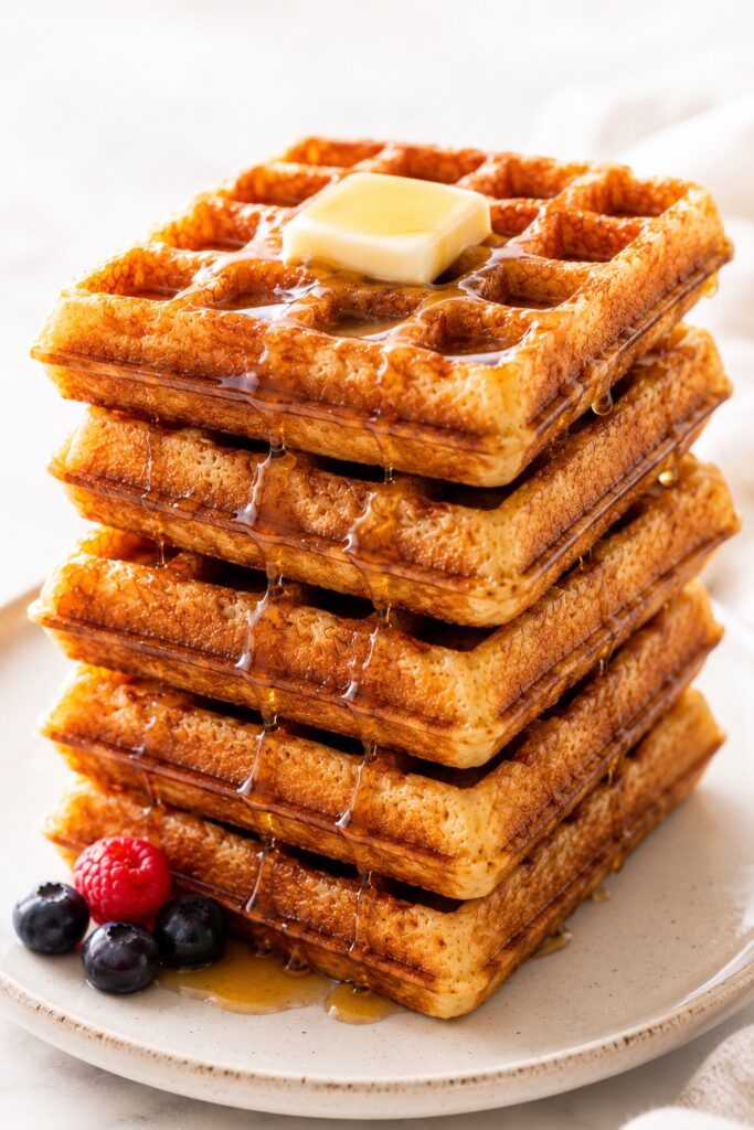 Belgian waffles serving