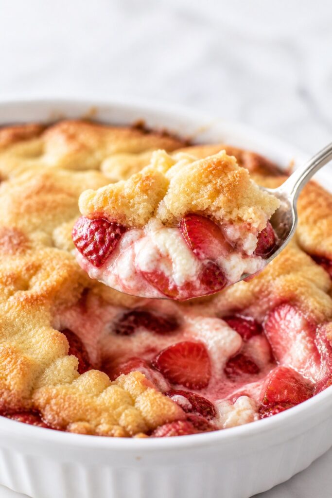 Strawberry Cheesecake Dump Cake Texture Close-up