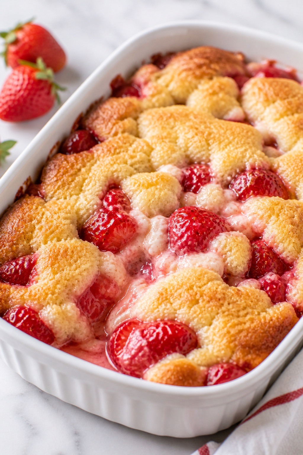 Strawberry Cheesecake Dump Cake (Easy Creamy Strawberry Dessert)