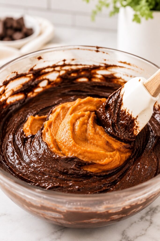 sweet potato brownies batter mixing