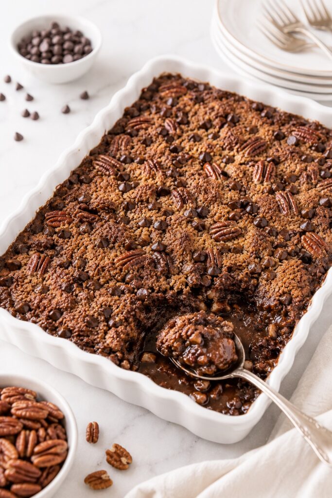 Chocolate Pecan Pie Dump Cake