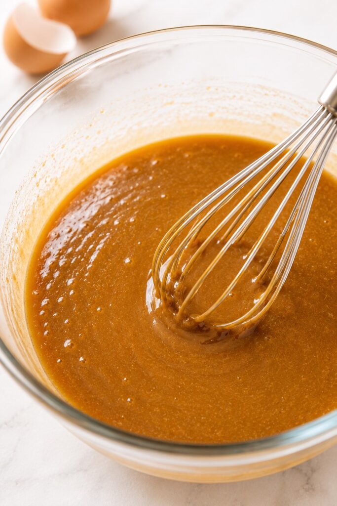 Pecan Pie Dump Cake Filling Mixing