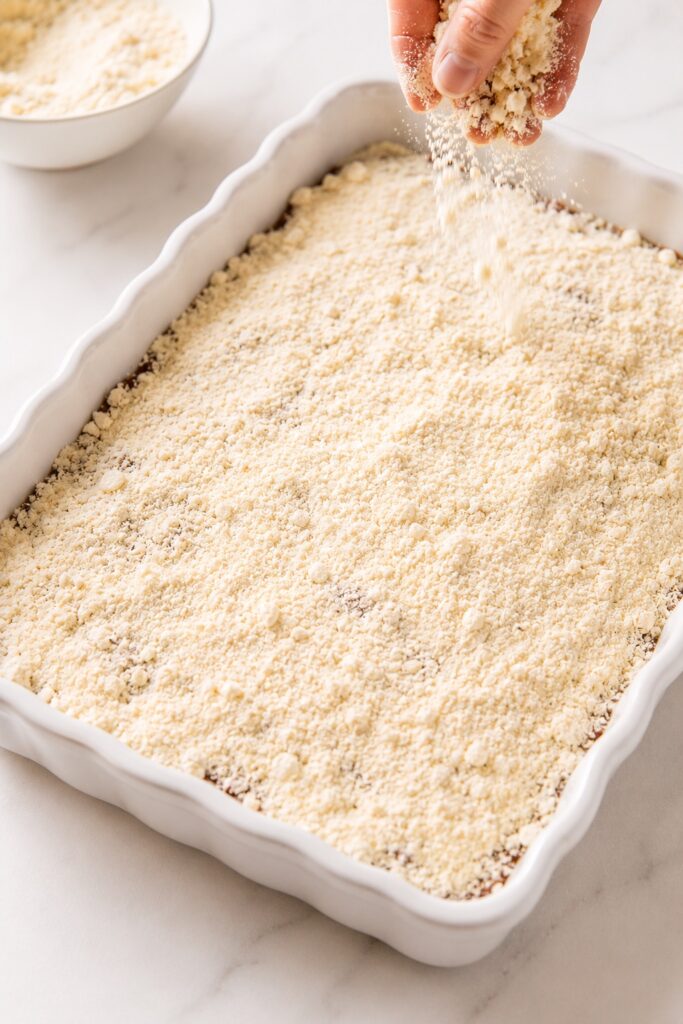 Pecan Pie Dump Cake MIx Spreading