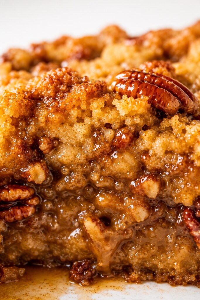 Pecan Pie Dump Cake Texture Close-up
