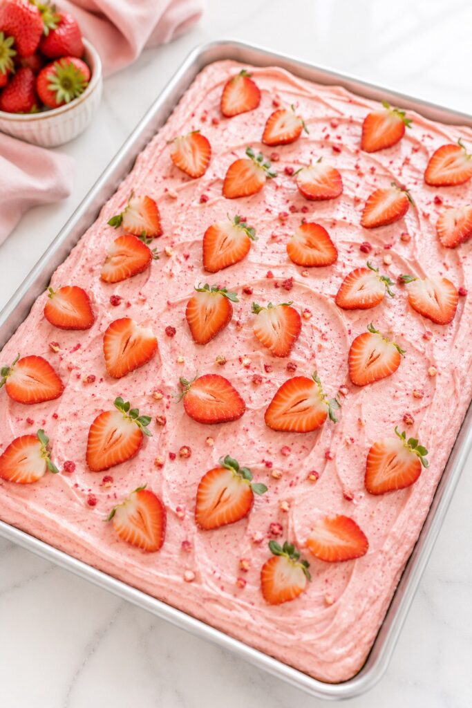 Decorated Strawberry Sheet Cake