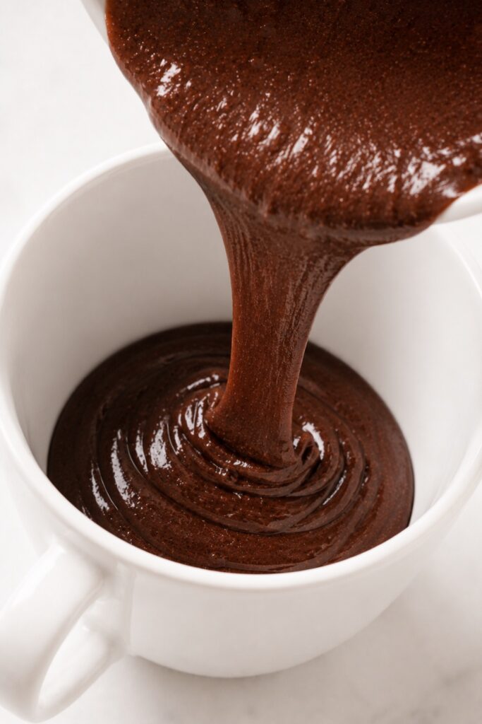 Pouring Oreo Cake Batter in Mug