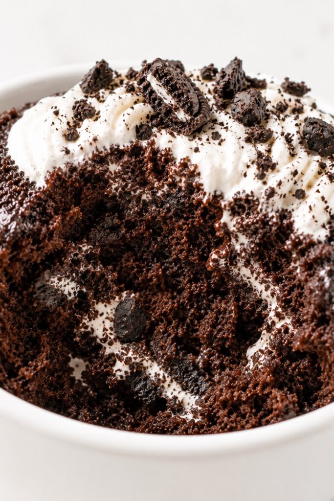 Oreo Mug Cake Inside Crumb Texture