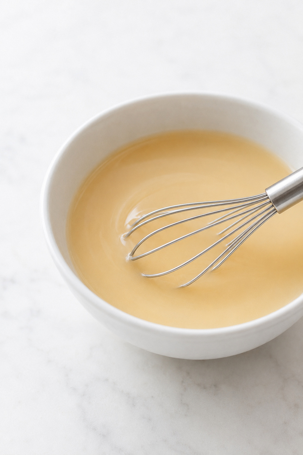 Smooth cornstarch slurry for Peach Dump Cake with no visible white lumps.