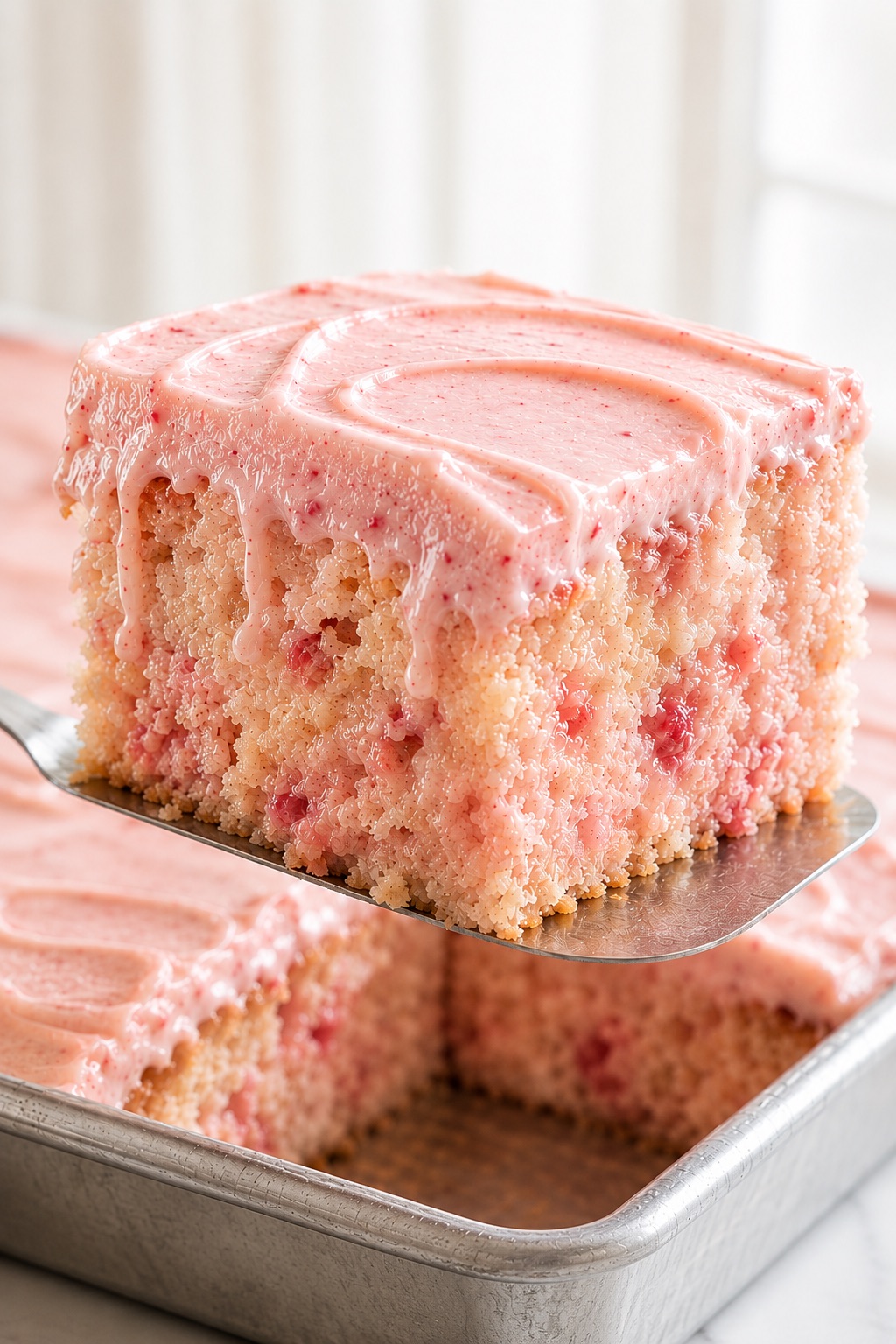 Strawberry Sheet Cake (Moist, Soft & Packed with Real Strawberry Flavor)