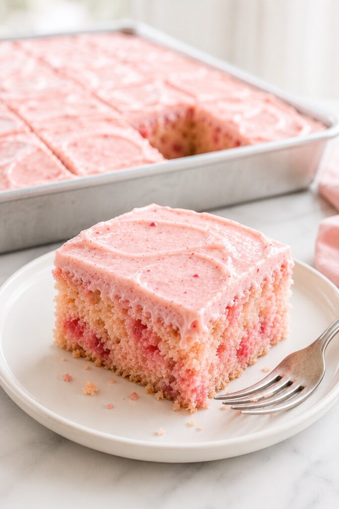 Strawberry Sheet Cake Serving