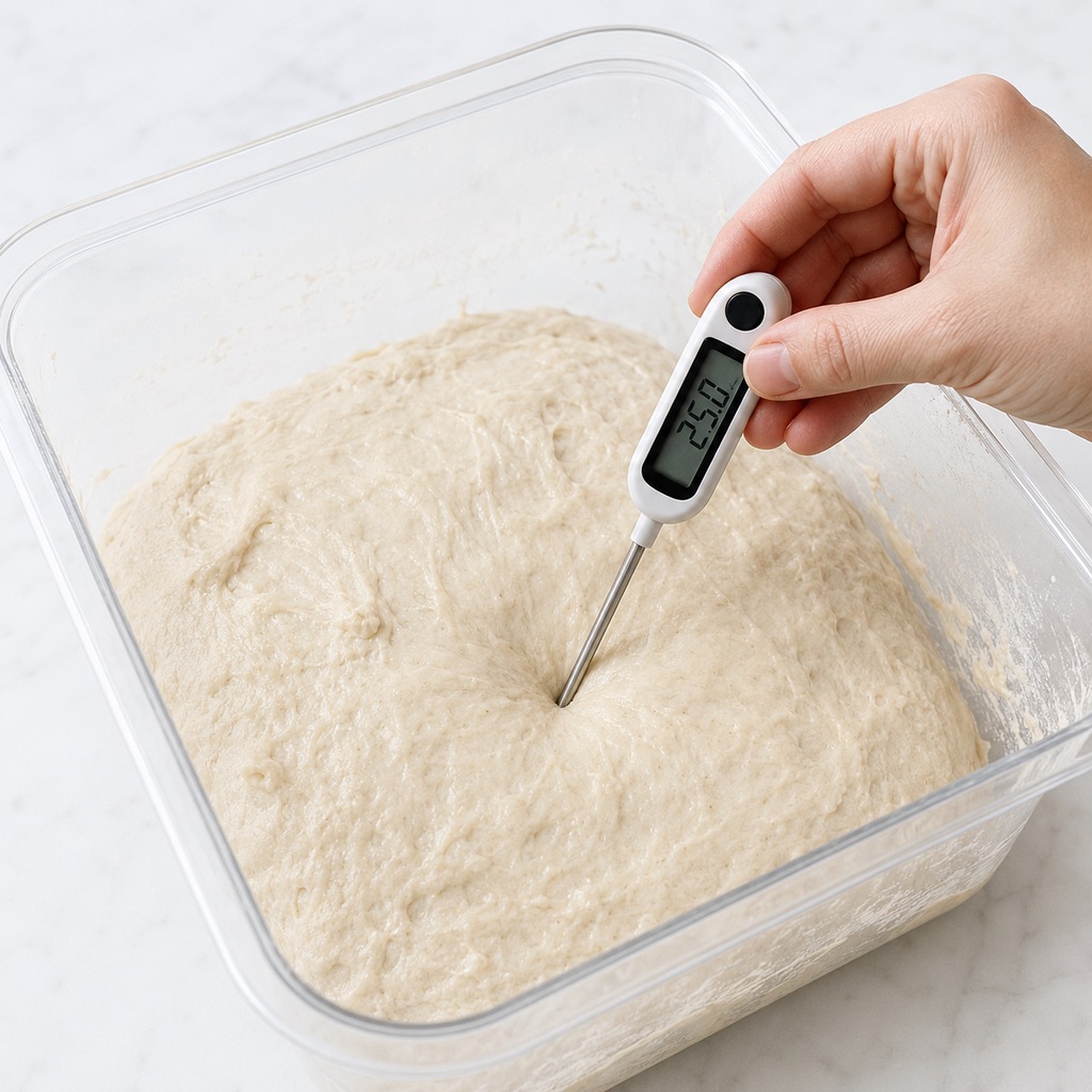 Measuring the final temperature of fully mixed sourdough dough